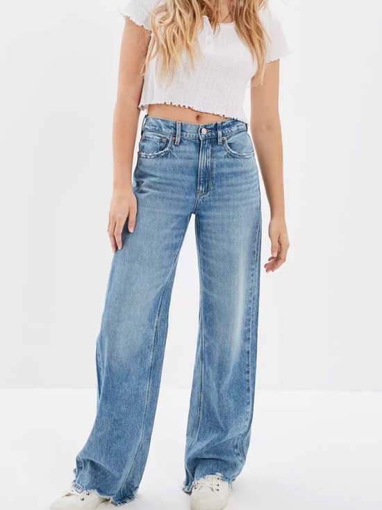 American Eagle Outfitters Denim - {000} American Eagle Super High-Rise Baggy Wide Leg Women's Jeans in Light Blue